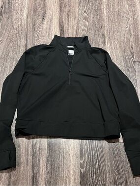 Prana Black Half-Zip Cropped Pullover Top